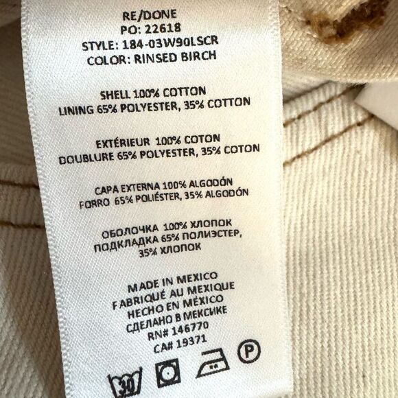 NWT RE/DONE 90s Low Slung Jean In Rinsed Birch/Beige - Picture 9 of 9